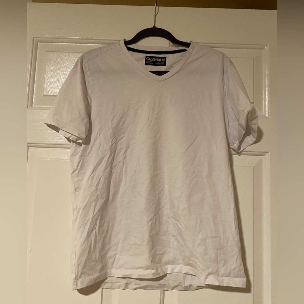 Mens Calvin Klein white v neck shirt